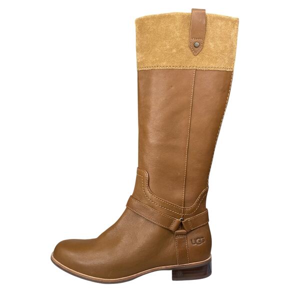 NWOT UGG Women’s Olinda Brown Leather Riding Boot Size US 7 - Picture 3 of 12